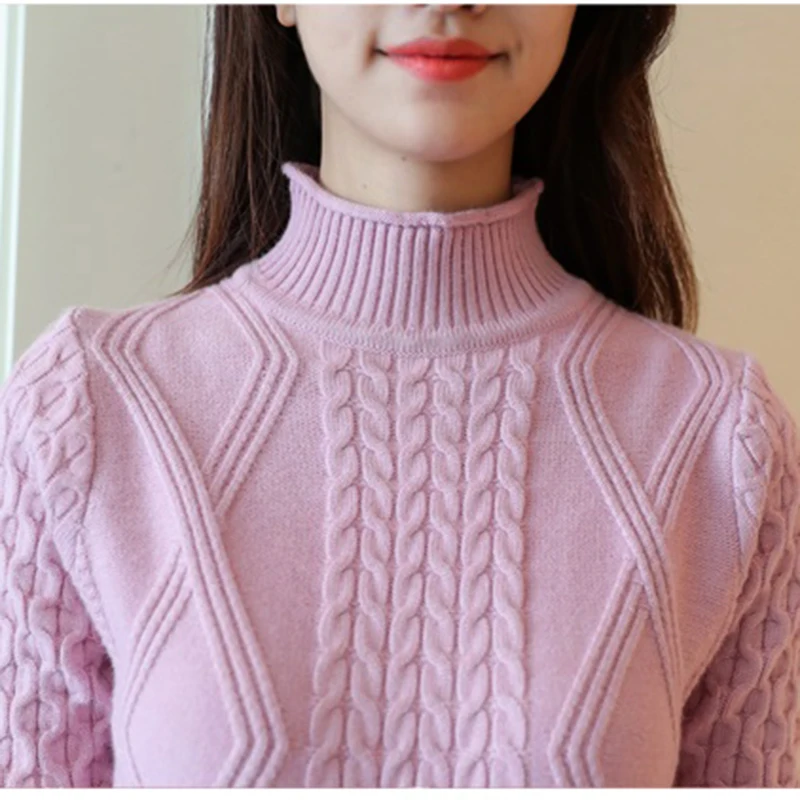 2019 Female Half Turtleneck Sweater Warm Winter Knitted Pullover Long Sleeved Bottom Sweaters Jumper Plus size Femme Tops Y56 | Женская