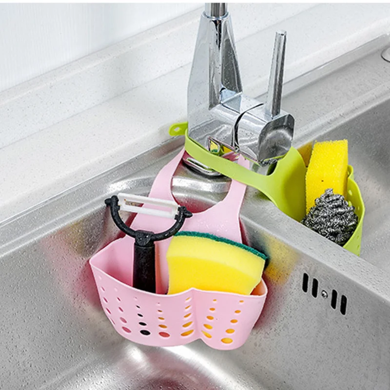 10 шт. розовая Кухня Раковина Губка подвесная корзина для хранения Регулируемая