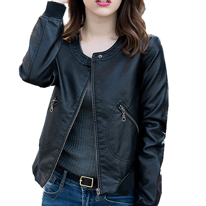 Женская кожаная куртка осенняя повседневная из искусственной кожи C3433|leather jacket
