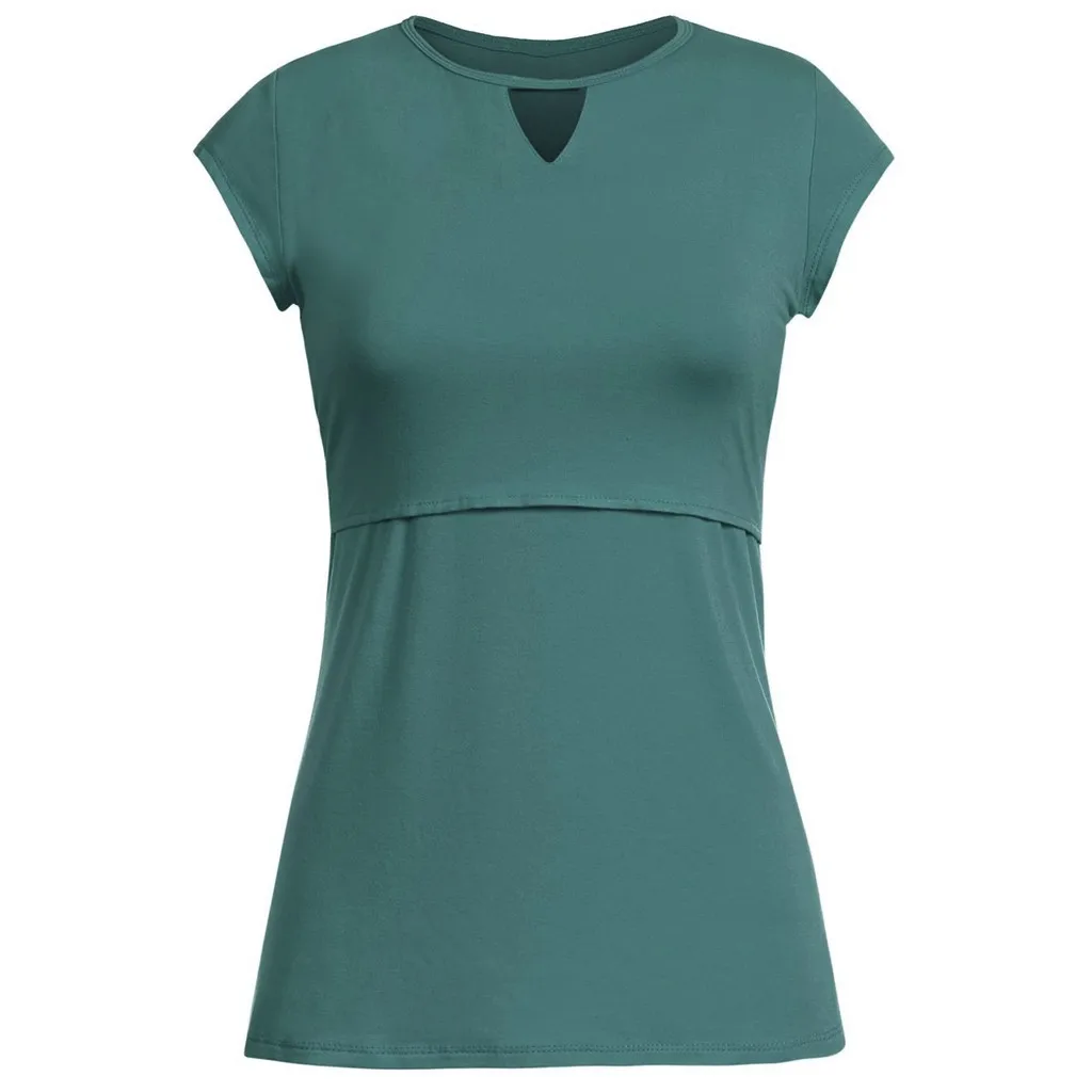 Vetement femme, женские топы для беременных, топы для кормящих, топ с короткими рукавами, двухслойная блузка, футболка, ropa de mujer