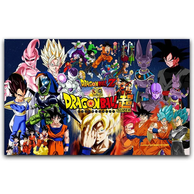 Dragon Ball Z плакат Гоку Классический Аниме шелк Книги по искусству плакат японского аниме настенные панно для декора дома стены