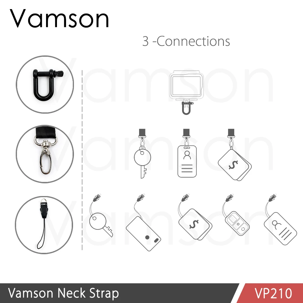 Аксессуары Vamson для GoPro ремешок на шею строп с быстроразъемной пряжкой Go Pro Hero7 6 5s 4 3