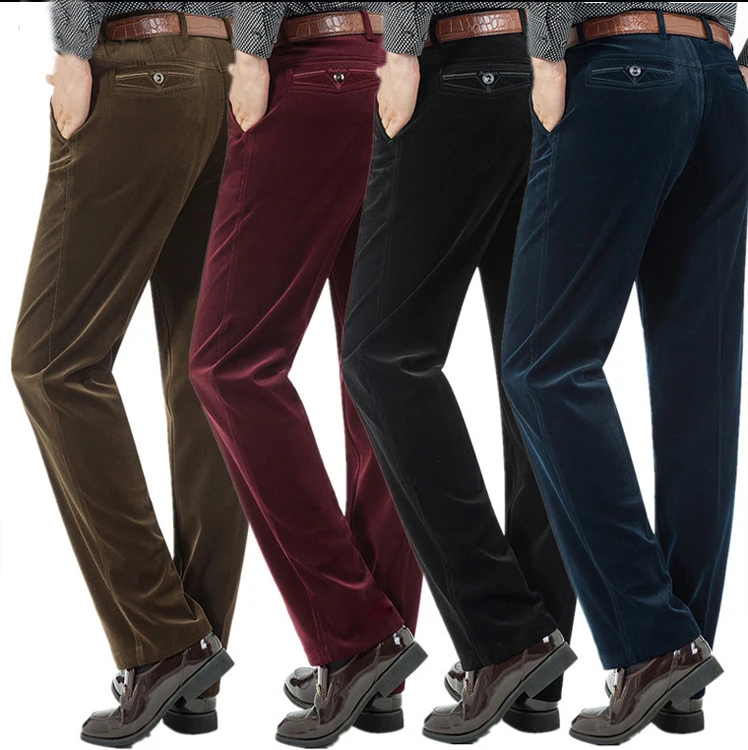 Corduroy Pants Loose Middle-aged Mens Dad In Autumn and Winter 2018 Male Casual Trousers Plus Size |