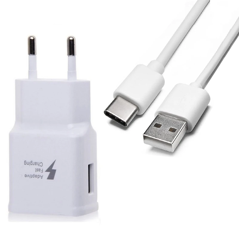 Тип C usb кабель для передачи данных для samsung Galaxy M20 M30 S10 S9 S8 A30 A50 A9 A8 A3 A5 A7 Note 9 8 и вилка европейского стандарта Зарядное устройство адаптер - Тип штекера: 1Set Type C