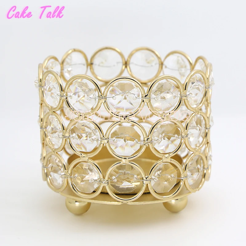 Gold crystal bowl candle holders 7.5*8.5cm 3 layers tealight stand 10 pieces home decoration candy bar party supplier Дом и сад