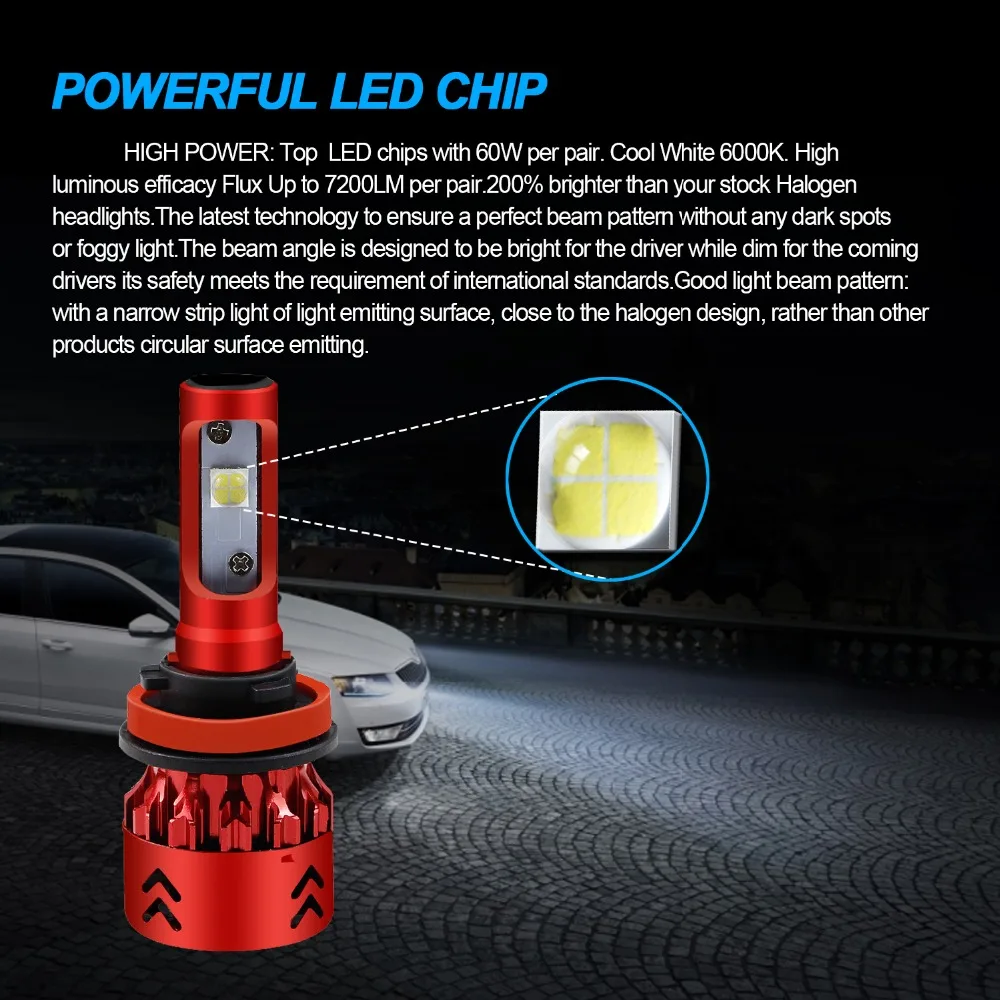 2 шт. Автомобильные светодиодные лампы H7 H4 H1 H3 H11 9005 HB3 60 Вт 6000 лм|headlight h7 led|h7 ledled h4 |