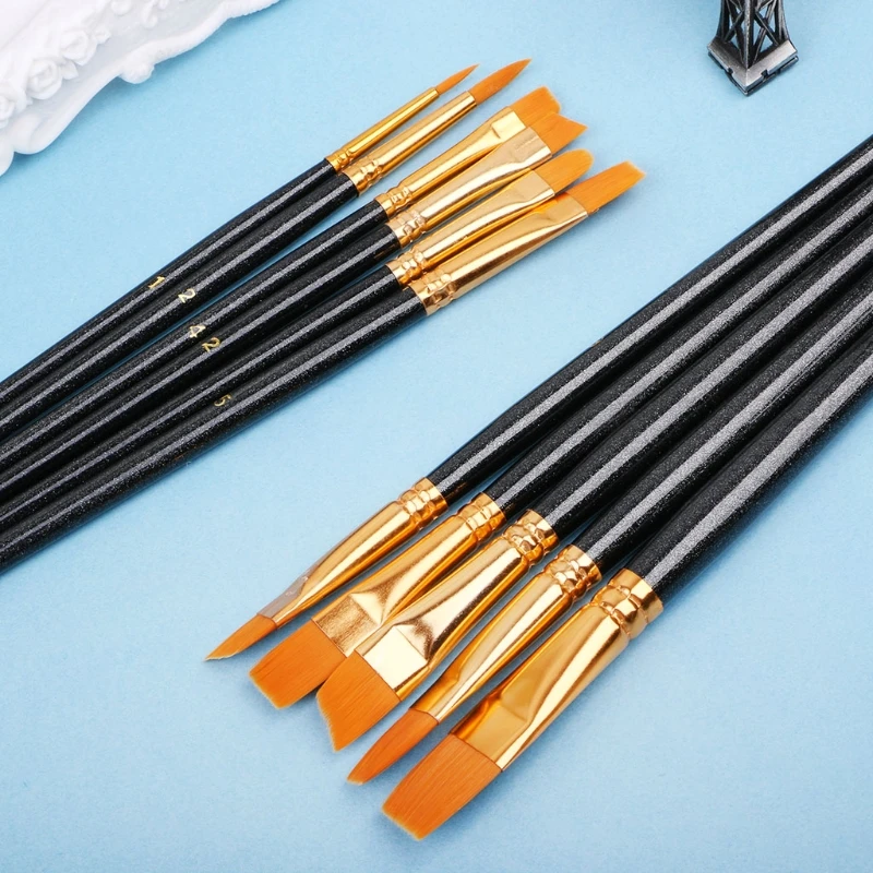 

12Pcs Pro Nylon Hair Watercolor Artist Paint Brush Sets Oil Painting Supplies Art Stationery Watercolor Brush