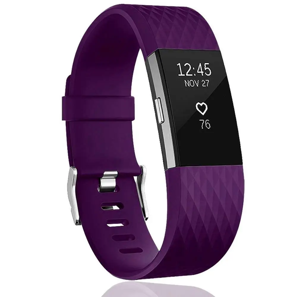 Purple Tschick классические спортивные часы Регулируемая Замена удобные полосы для fitness Charge 2 фитнес Смарт Браслет ремешок - Цвет: Purple