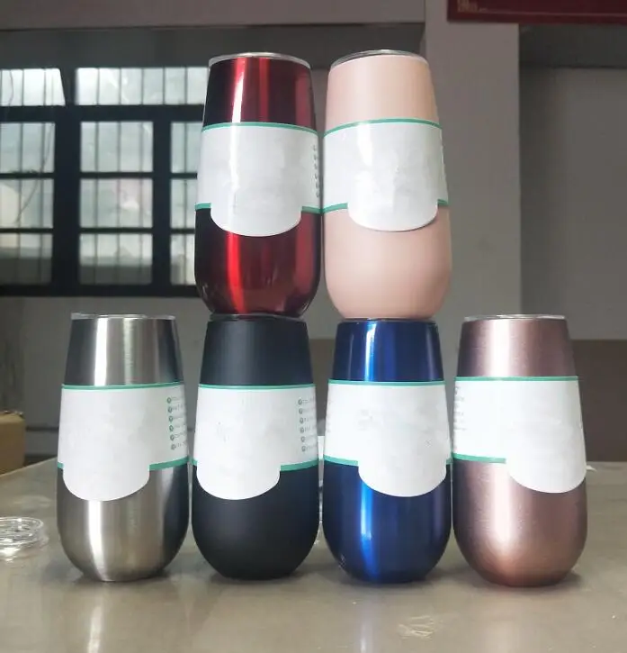 Quevin10pcs 6oz яйцо чашки бокалы для вина стаканы stemless Роза из нержавеющей стали с