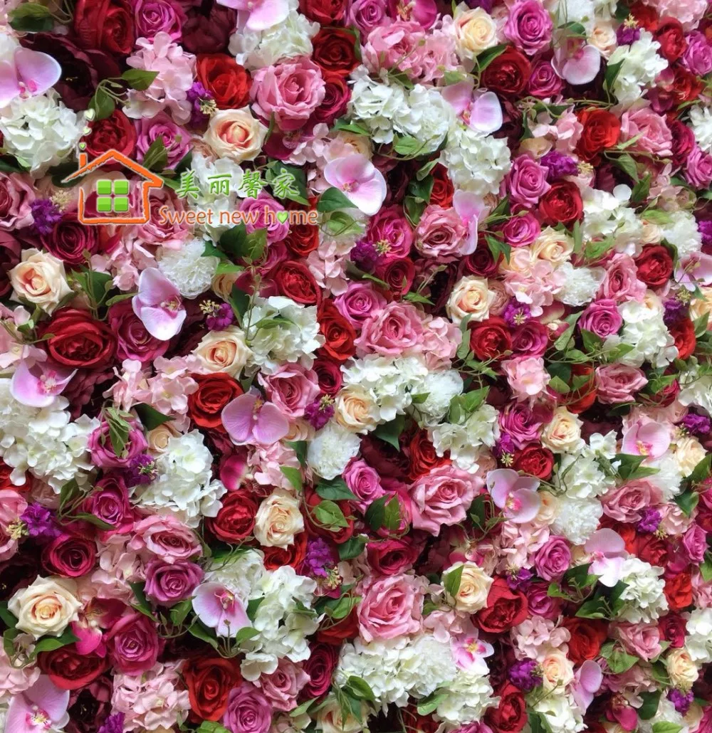 3D Artificial Flower Wall DIY Wedding Background New Hydrangeas Royal Rose Lawn Pillar Fake Plate Road Lead Home | Дом и сад