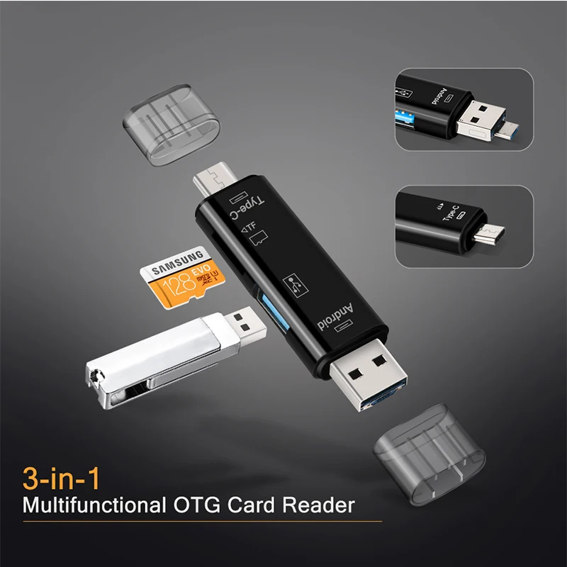 Hacrin 3 в 1 Type C OTG Micro USB TF кардридер 2 0 универсальный адаптер для tf карт с usb