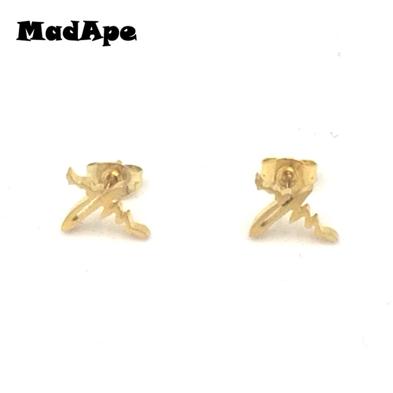 Женские серьги-гвоздики MadApe из нержавеющей стали 316L простые золотистые с ЭКГ