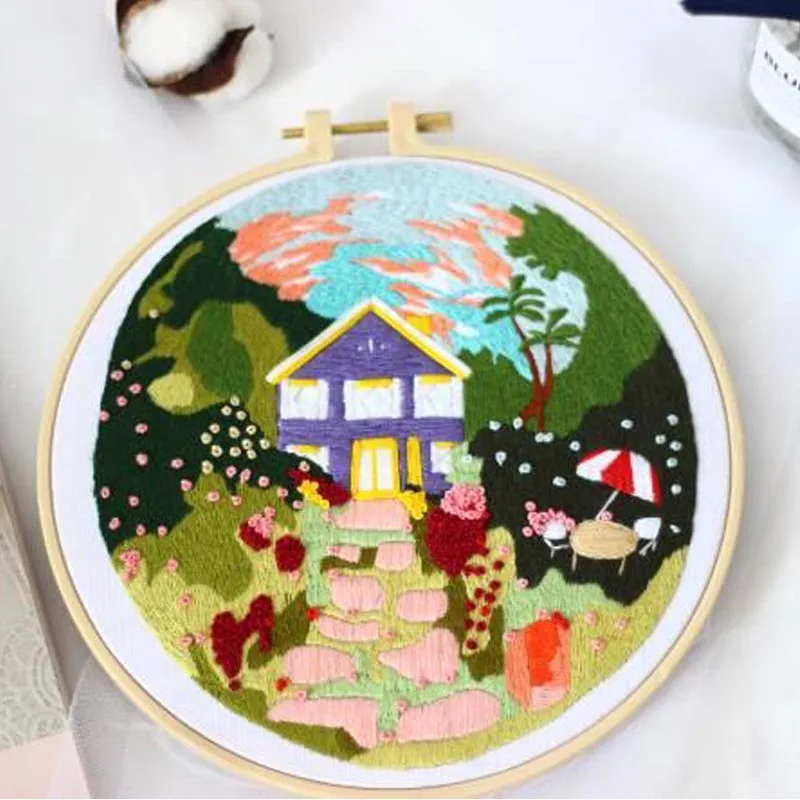 Набор для самостоятельной вышивки пейзаж цветочный принт вышивка крестиком
