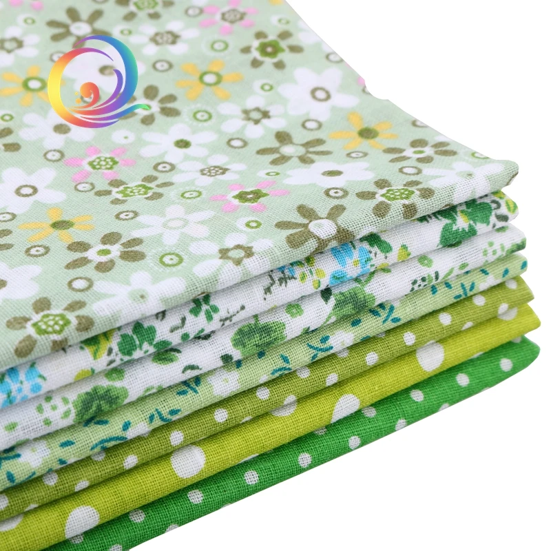 7 шт. тонкая зеленая хлопчатобумажная ткань для вырезок четверть ткани квилтинга