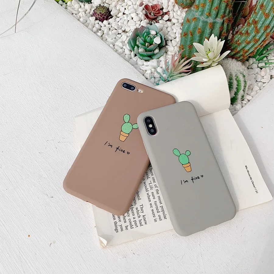 Cartoon Cactus Phone Case for iphone X XR XS MAX Green Plant Back Soft Cover For 7 6S 6 8 Plus Cute Patterned Cases Capa |