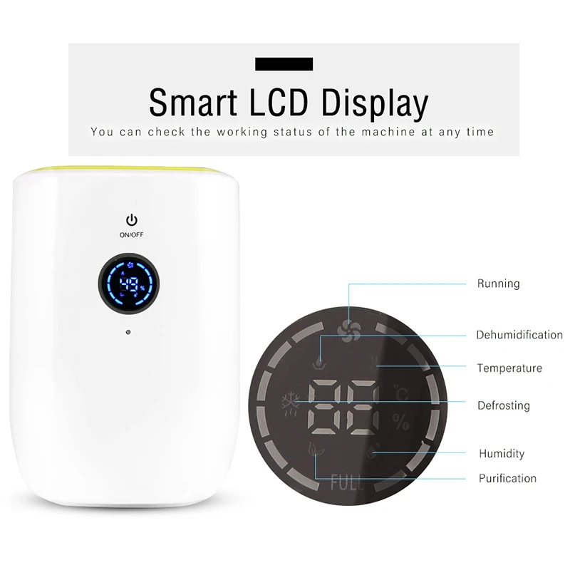 

Hot sale 800Ml Electric Air Dehumidifier For Home Portable Moisture Absorbing Air Dryer With Auto-Off And Led Indicator Air De