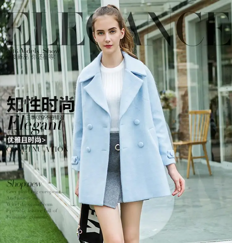

Nice Winter Women Jackets And Coats New Double Button Elegant Woolen Cashmere Woolen Coat