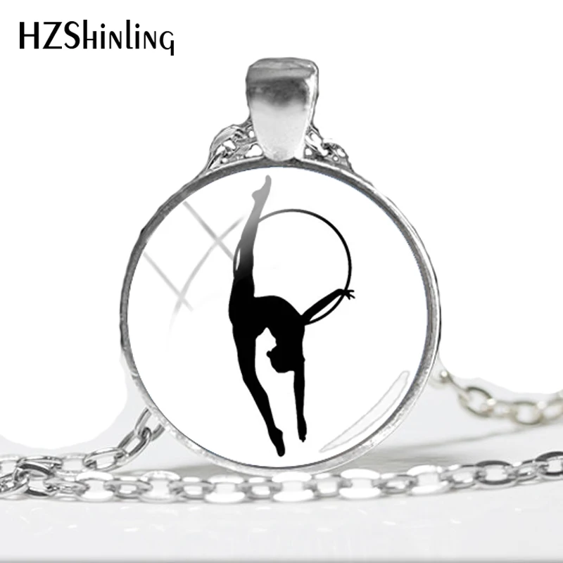 Новинка, Ритмическая подвеска с надписью гимнастика, ожерелье, Gymastics, фото, ювелирное изделие, стеклянный кабошон, подвеска, ожерелье, подарки для любителей спорта HZ1 - Окраска металла: 5