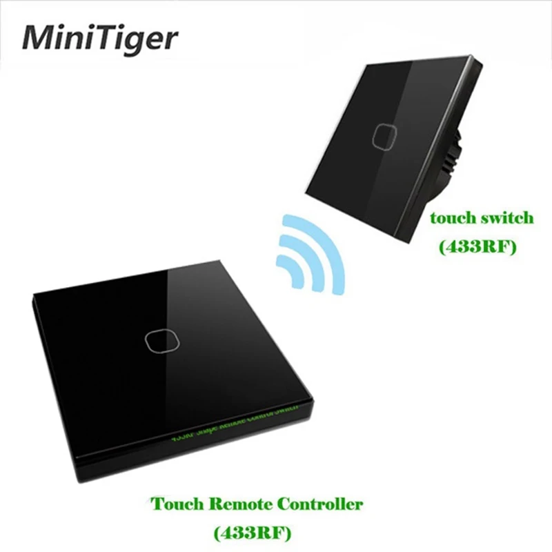 MT-S601-F01-B Minitiger стандарт ЕС 1/2 банды 2 способ беспроводной дистанционный настенный светильник сенсорный переключатель беспроводной накопитель дистанционный сенсорный переключатель - Цвет: MT-S601-F01-B