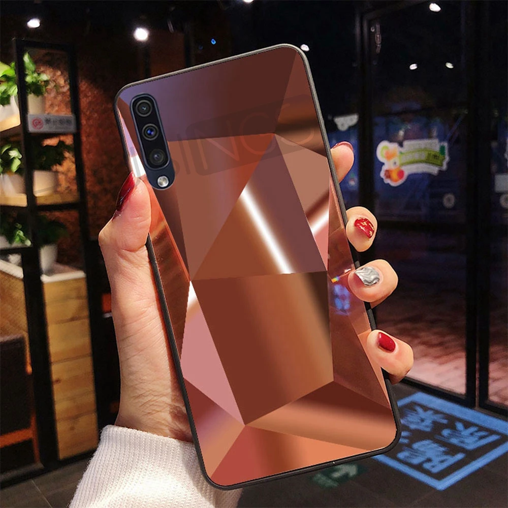 Luxury Diamond Texture Mirror Case For Samsung Galaxy S7 S8 S9 S10 Plus TPU Soft Candy J A Series Note 8 |