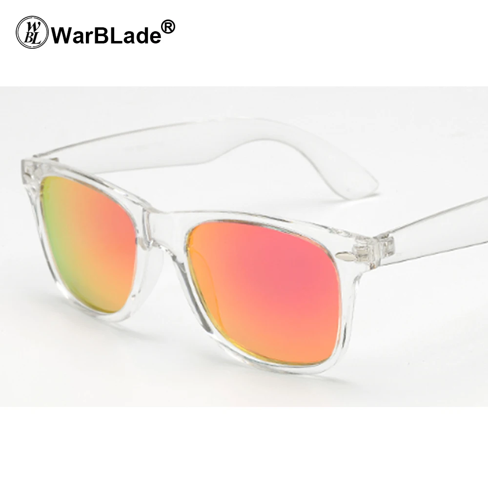 clear red WarBLade, Ретро стиль, поляризационные солнцезащитные очки для мужчин и женщин, желтые линзы, для ночного вождения, Защитные солнцезащитные очки с заклепками, металлический дизайн, Ретро стиль, солнцезащитные очки - Цвет линз: clear red