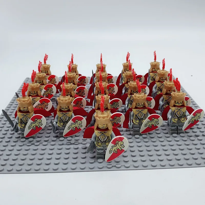 9809A 21PCS 21 шт. средневековый замок царства Золотая Корона Рыцари король Solider щит меч строительные блоки игрушки для детей, подарки - Цвет: 9809A 21PCS