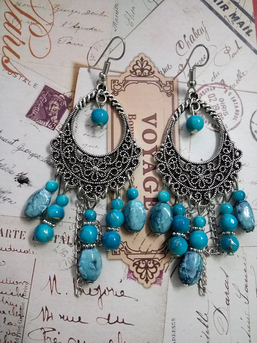 JZTOP богемные круглые серьги подвески с бусинами листьями и кисточками Ретро