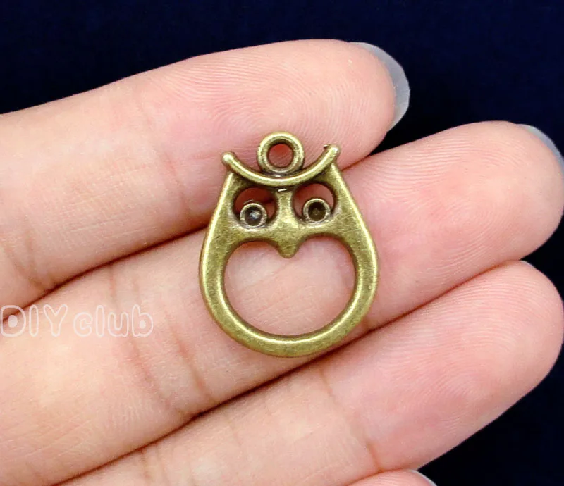 

50pcs-Antique Bronze 2 Sided Owl Connector Charms 22x18mm