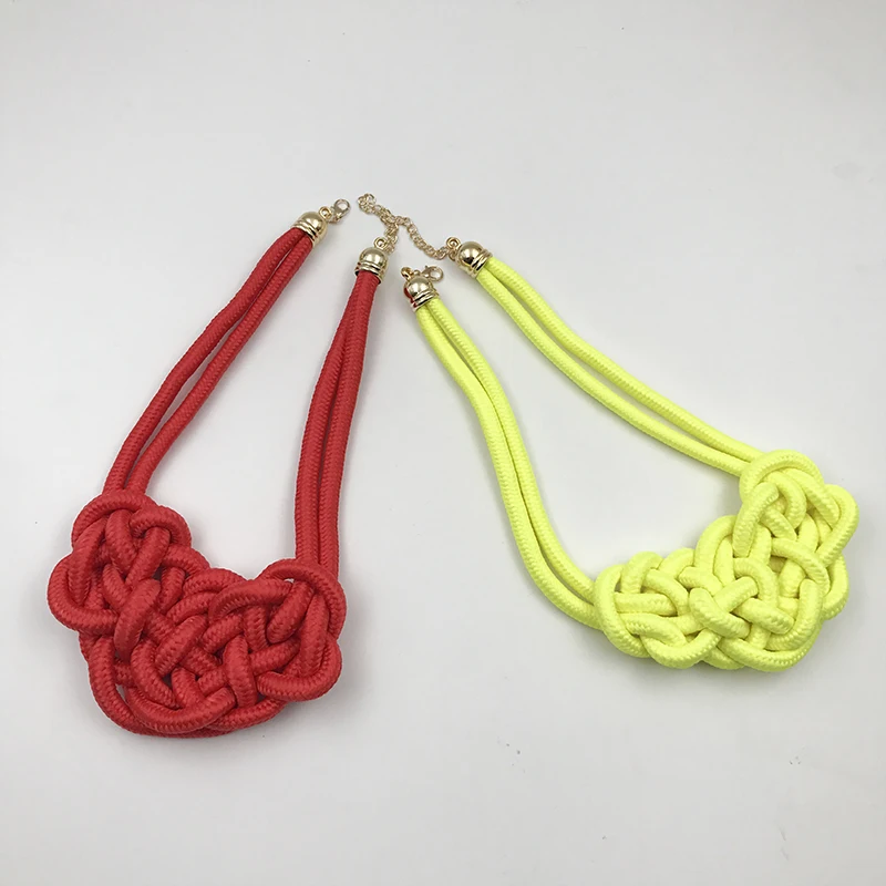 Новинка ручной работы тканый китайский узел из хлопчатобумажной веревки Флуоресцентный цвет ожерелье ручной вязки многоцветные Подвески китайские узлы