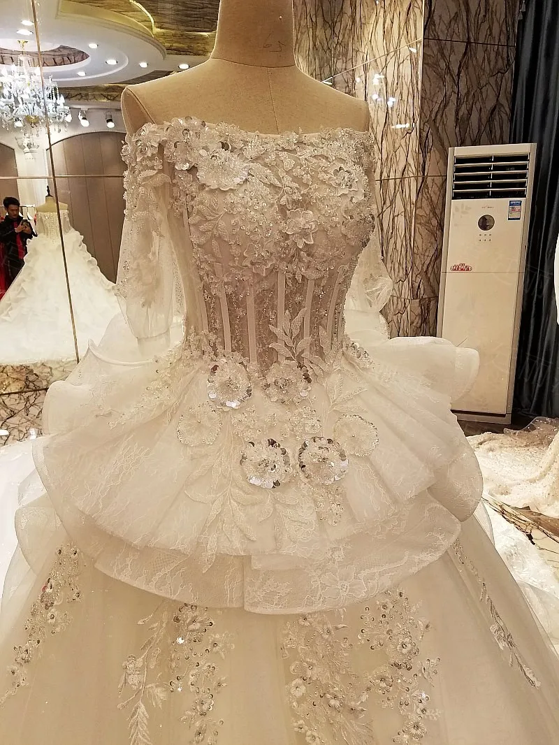 2017 Robe De Mariage Роскошные свадебные платья без бретелек с открытыми плечами и