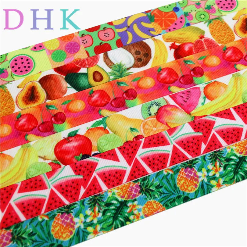 DHK 7/8 'Ƌ ярдов фрукт арбуз ананас печатная корсажная лента аксессуар hairbow