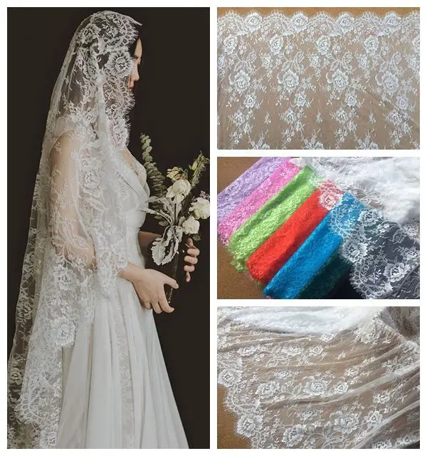 

High-quality headdress wedding dress decorative eyelash lace fabric width 150CM hand-made DIY garment accessories