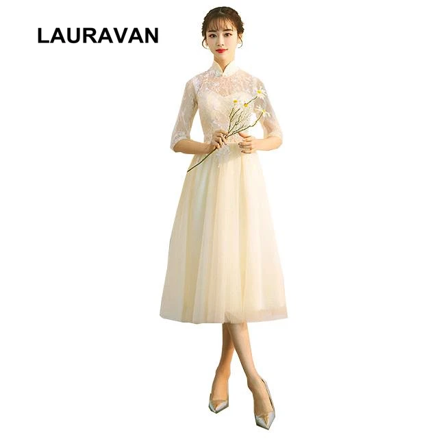 Robe de soiree/торжественные короткие фатиновые платья подружки невесты с высоким