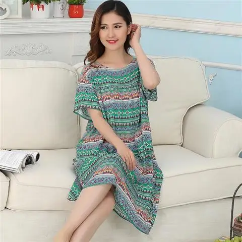 Style 15 Ночная рубашка женская с коротким рукавом мама летняя Домашняя одежда большой размер тонкий хлопок Мягкая Домашняя одежда Мода - Цвет: Style 15