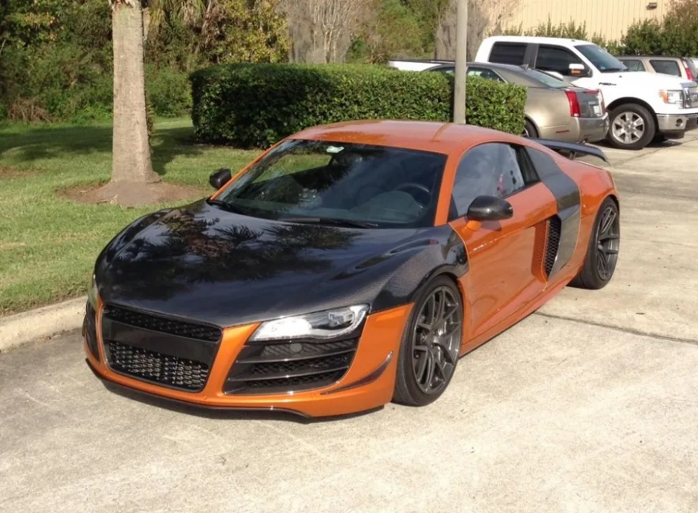 R8 капюшон BONNET-DUBLE-SIDED углеродного волокна капот для Audi (Подходит для: V8 V10) высокое