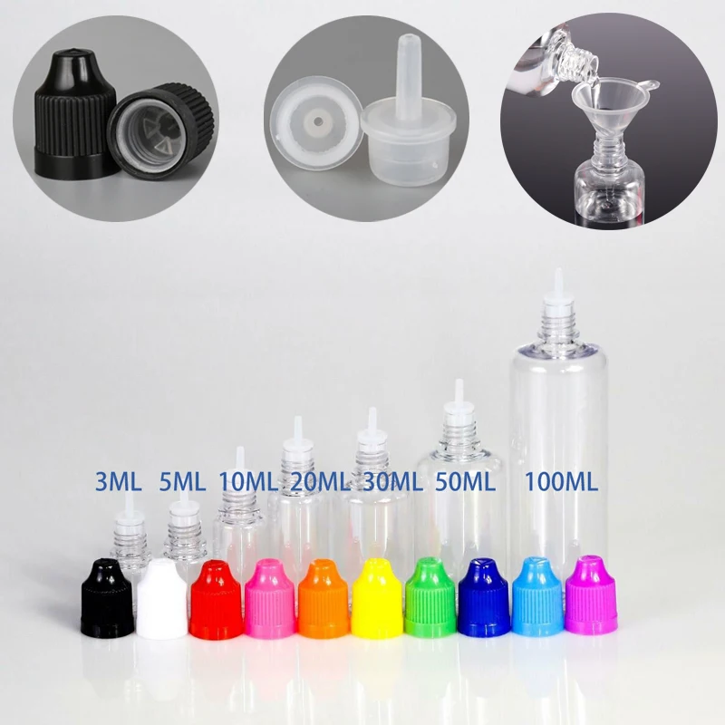 20 шт./лот 3 мл/5 мл/10 мл пустые пластиковые бутылки с капельницей для домашних
