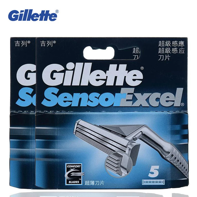 Лезвия для бритвы Gillette Sensor Excel (с 10 лезвиями) бритвенные лезвия мужчин