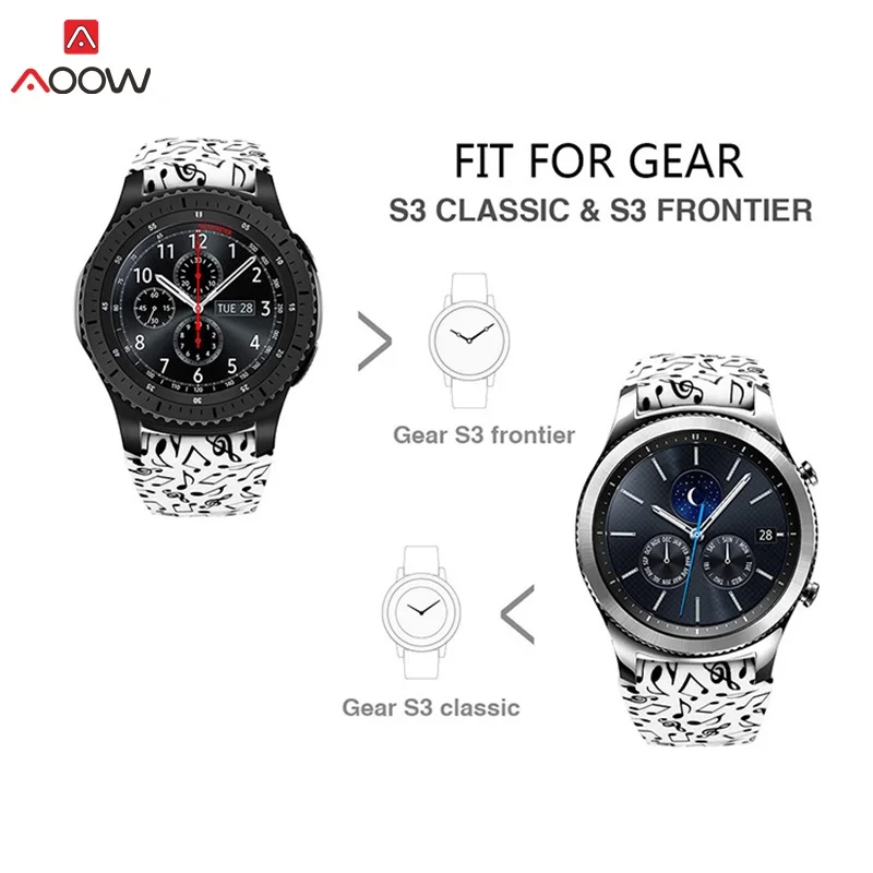 AOOW 22 мм ремешок для часов для samsung gear S3 классический/Frontier классический дизайн силиконовый браслет ремни для часов с цветочным принтом
