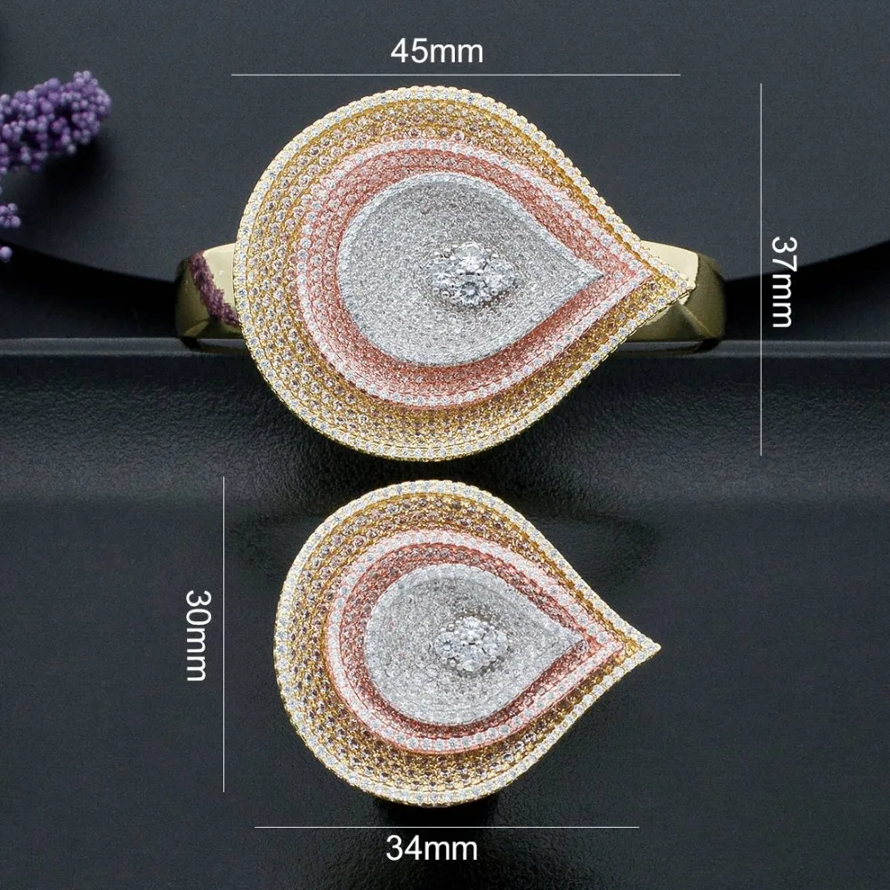 Роскошный большой бриллиантовый комплект ModemAngel из медного браслета кольца и с