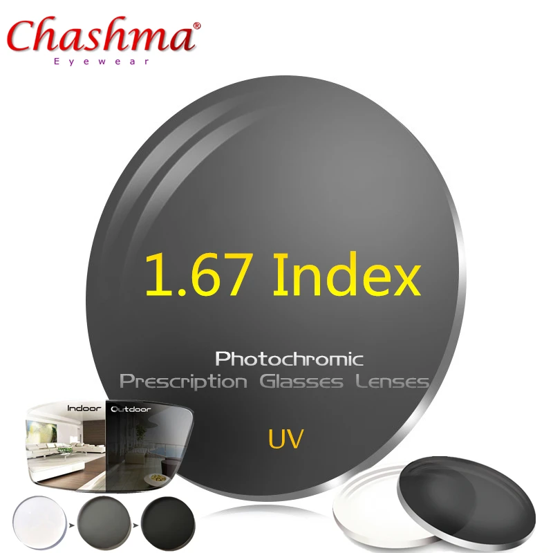 CHASHMA 1.67 Index Photochromic Lenses Prescription Eyeglass Lenses UV Glasses Photochromic glasses Lenses