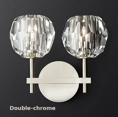 g9 led Ретро Винтаж Американский Железный Кристалл Медь черный хром Светодиодные Лампы Светодиодные Светильники.бра.бра нa стену.Бра.Настенные светильники.Светильник Настенный Светильник. Для Магазина,Спальни - Цвет абажура: chrome double