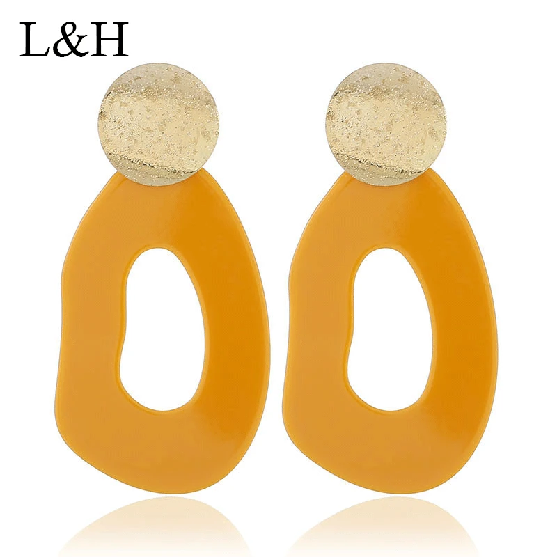 

L&H Fashion Acrylic Drop Earrings Exaggeration Statement Candy Color Hollow Geometric Dangle Earrings For Women Party Jewelry