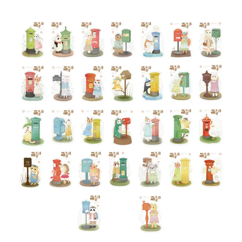 30 шт./лот Милая ПЭТ панда слон овца открытка мультфильм животное бумажная