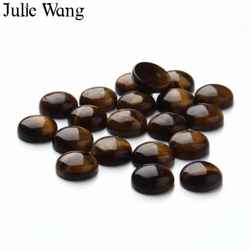 Julie Wang 10 шт. 14/18 мм кабошоны из коричневого камня с плоским основанием