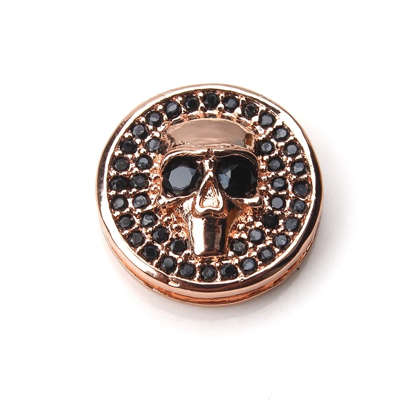 1pc 14*14mm Copper skull black crystal charms Pave CZ Cubic Zirconia Fitting handmade craft jewelry accessories findings making | Украшения