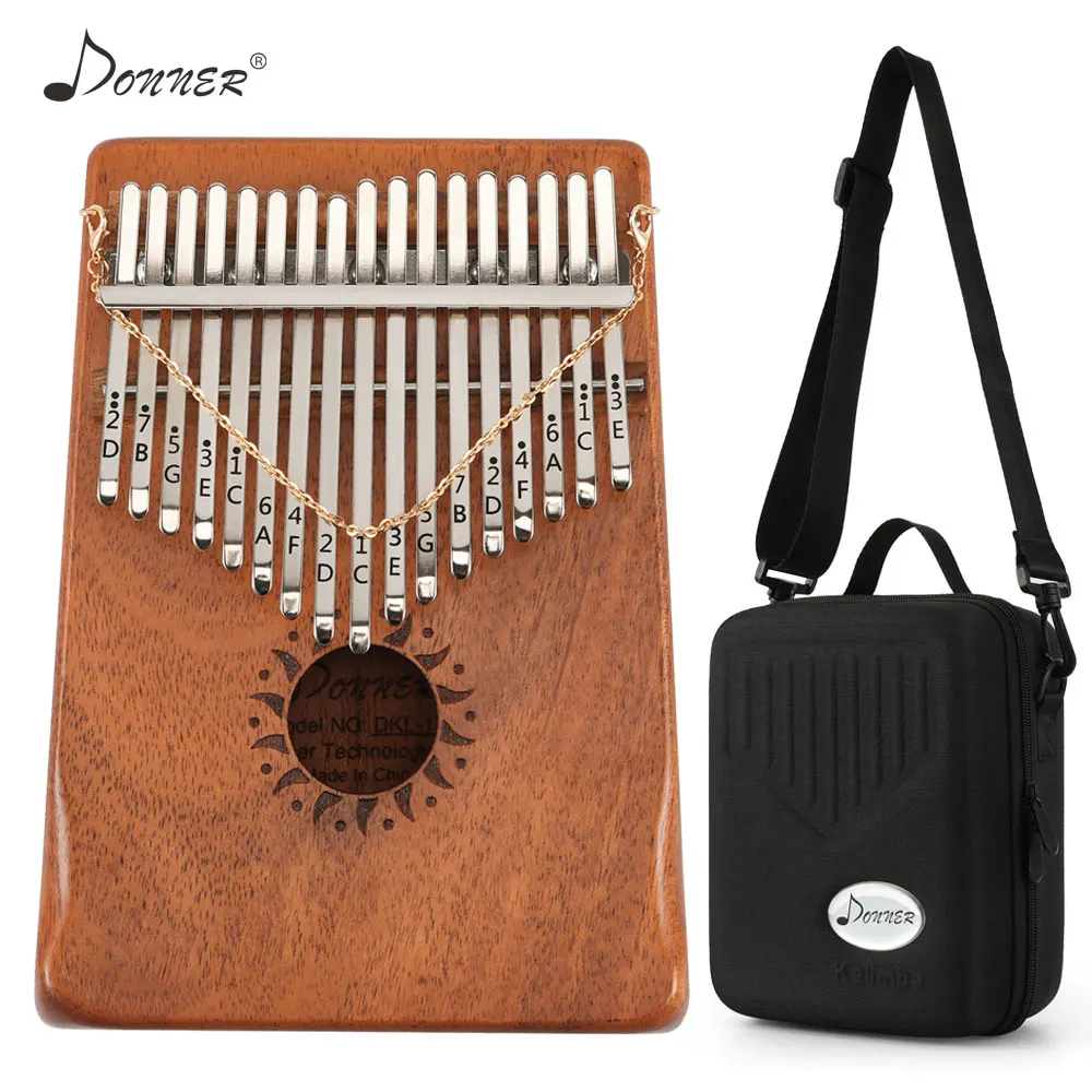 Donner 17 клавиш Kalimba Mbira Thumb Piano мини-клавиатура Marimba деревянный музыкальный инструмент красное дерево с чехол для переноски инструмент для настройки