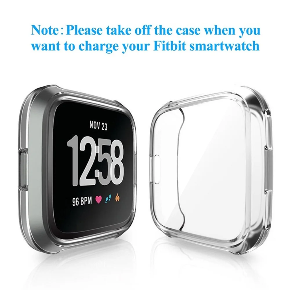 AKBNSTED мягкие чехлы из термополиуретана Чехлы для Fitbit Versa полный экран Силиконовые серьги Чехол для Fitbit Versa Lite Smartwatch чехол