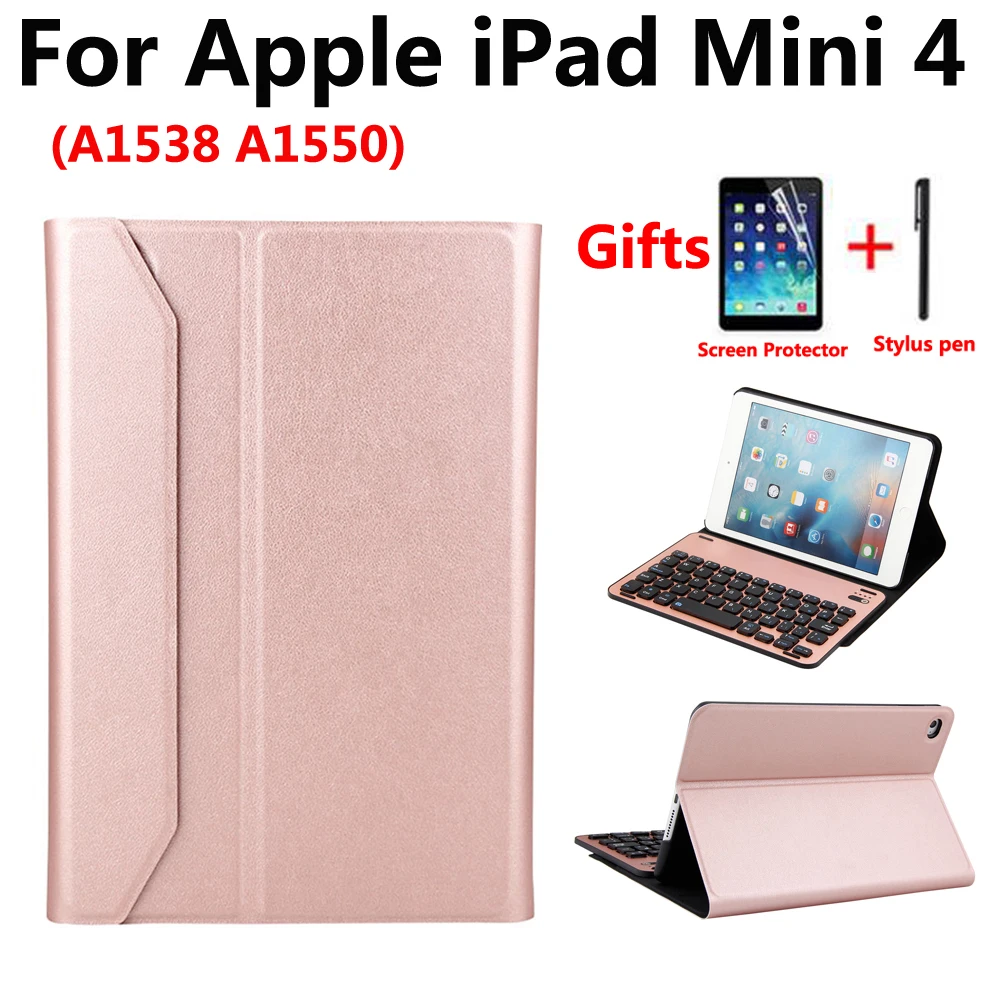 Кожаный беспроводной чехол для клавиатуры Bluetooth Apple iPad mini 4 Mini4 7 9 A1538 A1550 Funda Tablet Smart