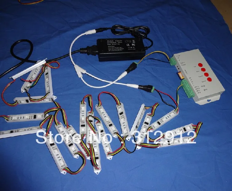 40 шт. DC12V WS2801 pixel модуль 3 5050 led + Т-1000S sd card пикселей контроллер 12 В/4A адаптер питания |