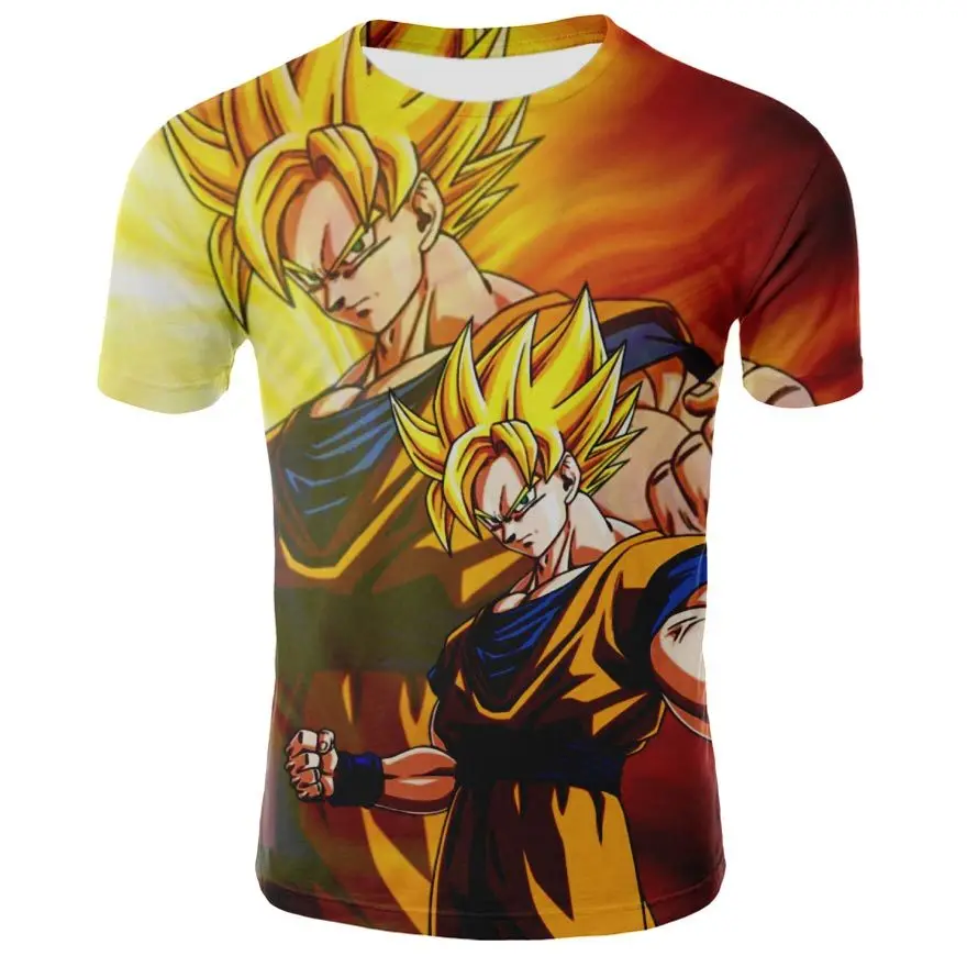 Dragon Ball Z Для мужчин летние футболки 3D печать Супер Saiyan малыш Сон Гоку черный Zamasu